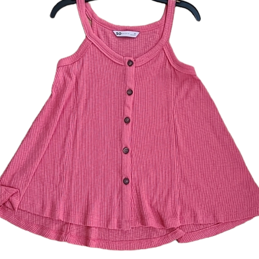 SO BRAND WOMENS JUNIOR PINK/CORAL FRONT BUTTON TANK TOP SIZE EXTRA SMALL XS